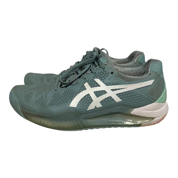 Asics Solution Speed FF 2 Women's 7.5 Teal White Tennis Court Shoes Gel Soles - Picture 3 of 8